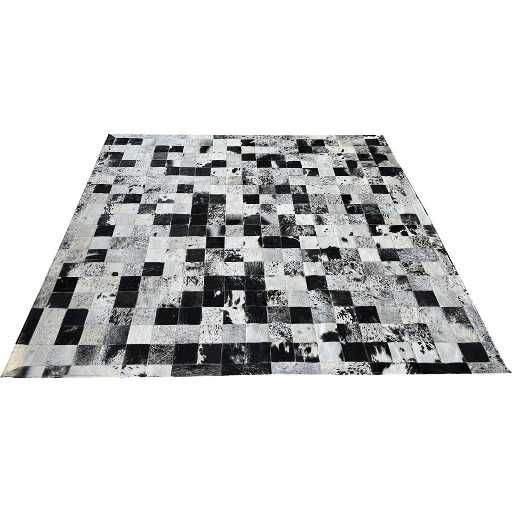 Tapete de couro preto branco salino 2,00x2,00 c/b peça 10x10