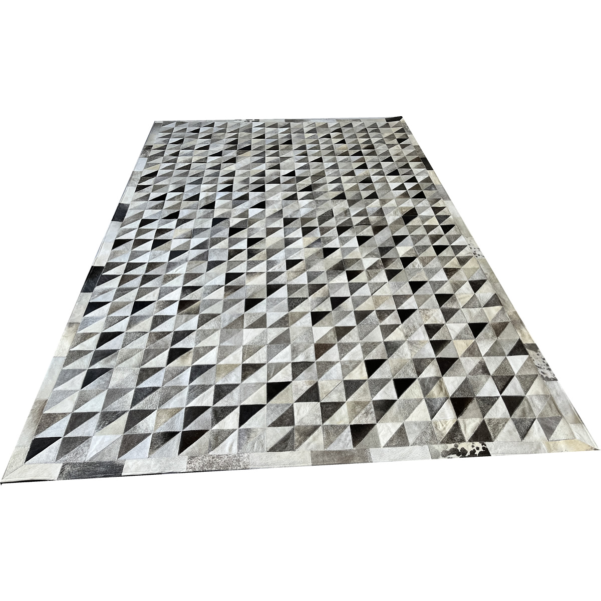 Tapete de couro cinza griss triângulos 2,00x3,00 com borda