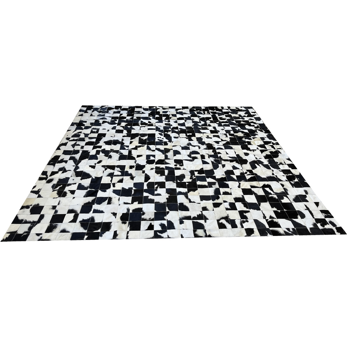 Tapete de couro preto branco malhado 2,50x2,50 sem bordas