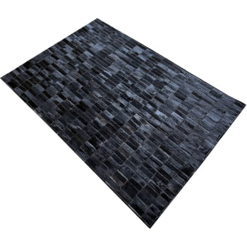 Tapete de couro preto natural 1,00x1,50 sem borda peça 3x9cm