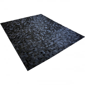 Tapete de couro preto natural 2,00x2,50 sem borda peça 5x5cm