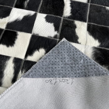 Tapete de couro preto branco malhado 1,20x1,80 s/b pç 10x10