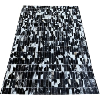 Tapete de couro preto branco malhado 1,00x1,50 s/b pç 3x9cm
