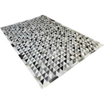 Tapete de couro cinza griss triângulos 2,00x3,00 com borda
