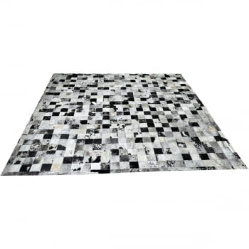 Tapete de couro preto branco salino 2,50x2,50 c/b peça 10x10