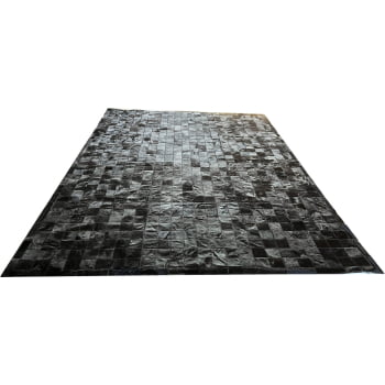 Tapete De Couro preto natural 2,50x3,50 com borda peça 10x10