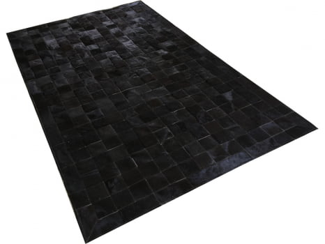 Tapete de couro preto natural 1,50x2,50 com borda pç 10x10cm