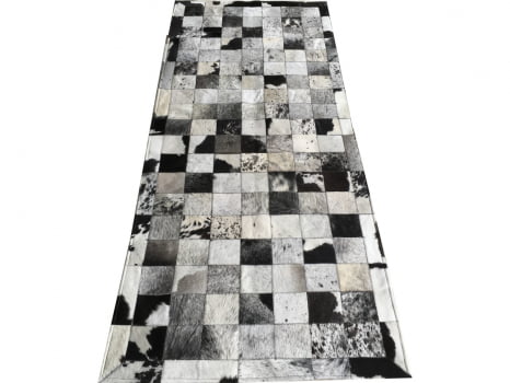 Tapete de couro preto branco salino 0,80x2,00 c/b peça 10cm