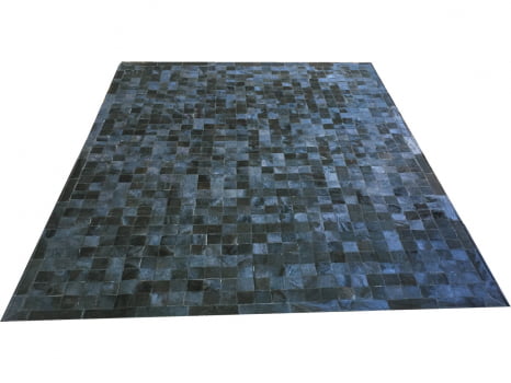 Tapete de couro preto natural 1,70x2,20 com bordas
