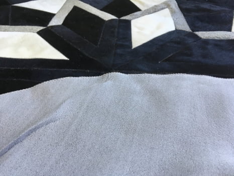 Tapete de couro redondo preto branco cinza 1,60 diâmetro