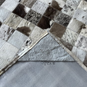 Tapete de couro cinza natural malhado 2,00x2,50 com bordas