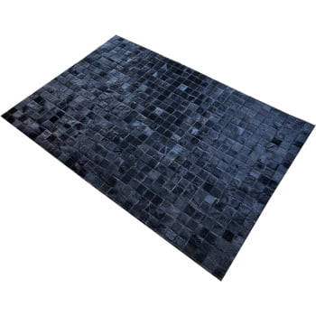 Tapete de couro preto natural 1,00x1,50 sem borda peça 5x5cm
