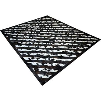 Tapete De Couro preto branco listra diagonal 2,00x2,50 c/b