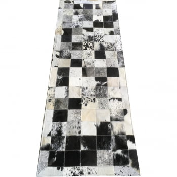 Tapete de couro passadeira preto branco salino 0,60x1,80 c/b