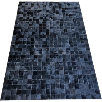 Tapete de couro preto natural 1,00x1,50 sem borda peça 5x5cm