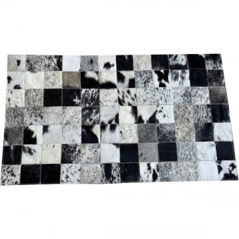 Tapete De Couro entrada preto branco salino 0,50x0,80 s/b