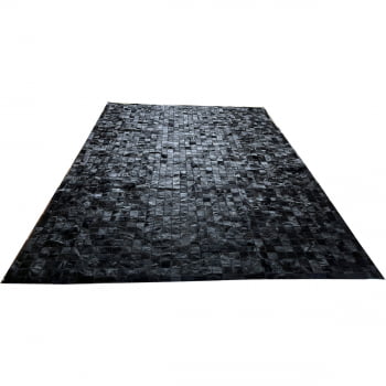 Tapete De Couro preto tingido 2,50x3,50 com bordas