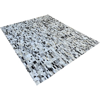 Tapete de couro preto branco salino 2,00x2,50 s/b pç 3x9cm